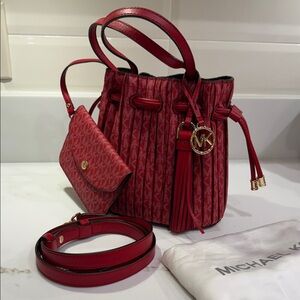 Michael Kors Red Shoulder Bag Set